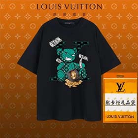 Louis Vuitton LV kurzärmeliges gedrucktes T-Shirt für Männer und Frauen lockeres Cartoon T-Shirt (15  
