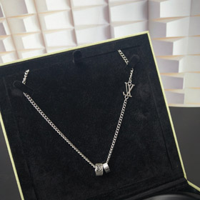 Louis Vuitton LV versilbert Brief Ring Halskette-3604  