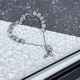 Louis Vuitton LV versilbert Würfel Kette Schiebe Charme Armband-3639  