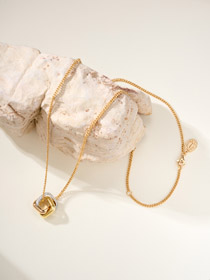 Tiffany kissenförmige dreifarbige Ring Diamant Halskette-3680  