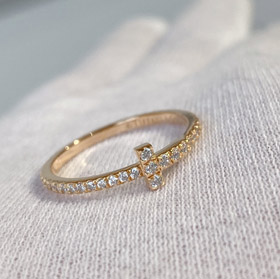 Tiffany Gold Spule Voll Diamant Ring-3682  
