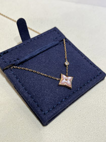Louis Vuitton LV Rosa Perlmutt Blumen Diamant Rose Gold Halskette-3726  