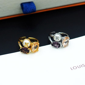 Louis Vuitton LV Metall Blumen Kralle Diamant Ring-3807  