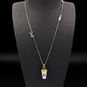 Louis Vuitton LV Buchstabe Blumen Emaille Inschrift Miniatur Kaffeetasse Halskette-3915  