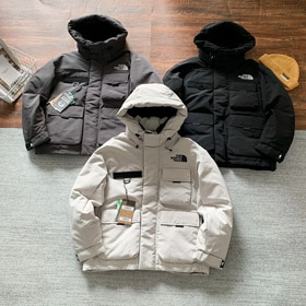 THE NORTH FACE Vollfarbe Logo Logo Multi-Tasche Schnüre mit Kapuze Baumwolle Jacke-4274  