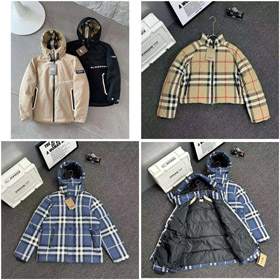Burberry Jacke abnehmbare Kapuze Nacht Plaid Daunenjacke-4329  